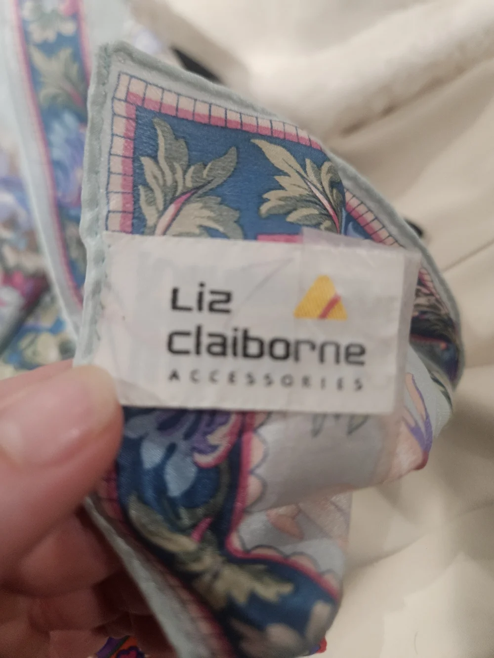 Vintage Liz Claiborne 100% Silk Floral Garden Square Scarf Made in Japan